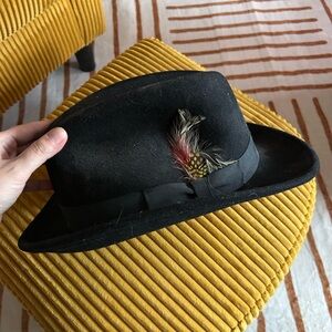XXL costume black fedora Hat with feather